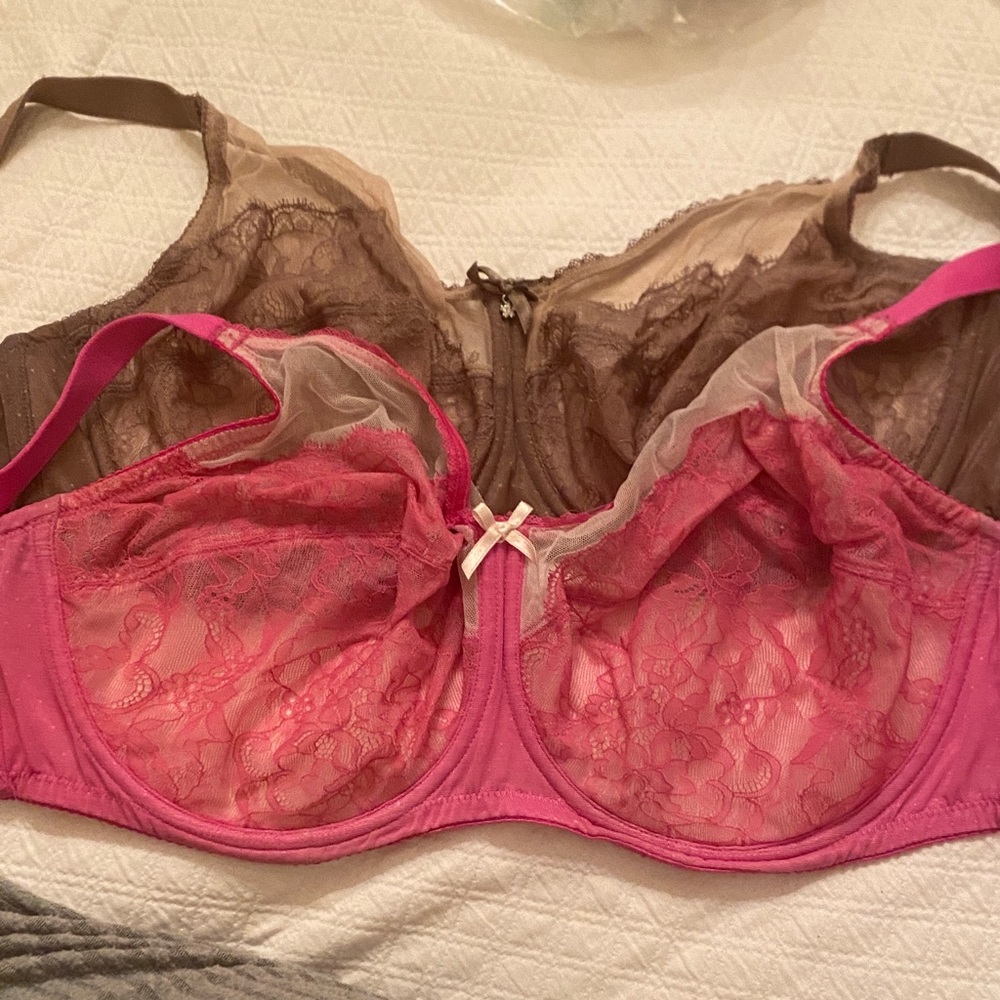 Pink Lace and taupe lace color Underwire Bra WACOAL
